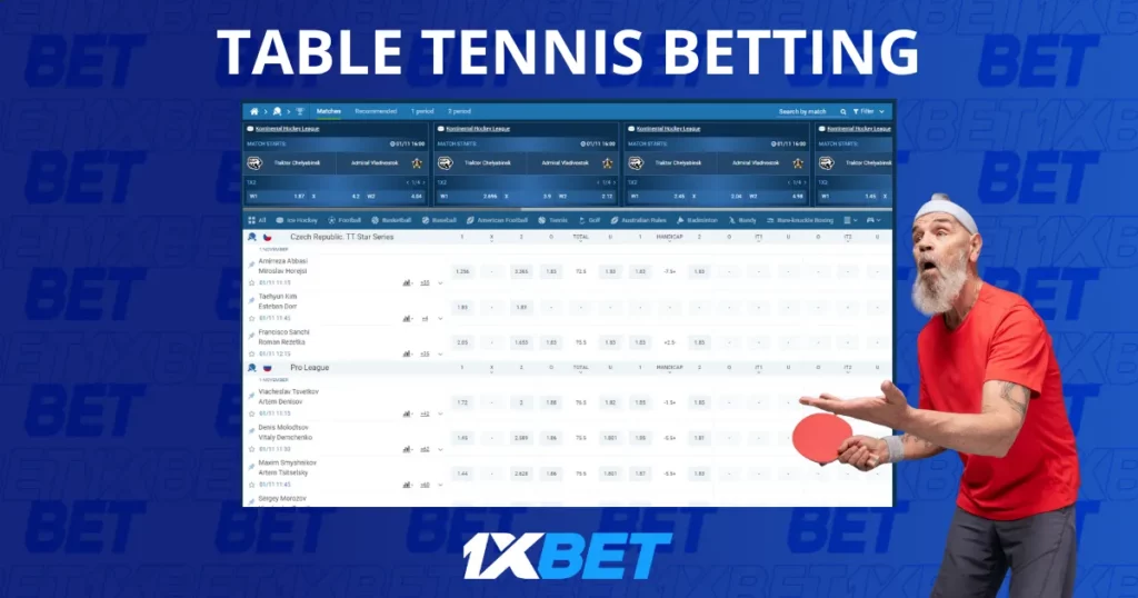 Betting on Table Tennis at 1xBet in Korea
